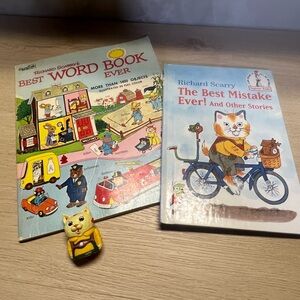 Vintage Richard Scarry Book Bundle + Figure 1980s 1990s